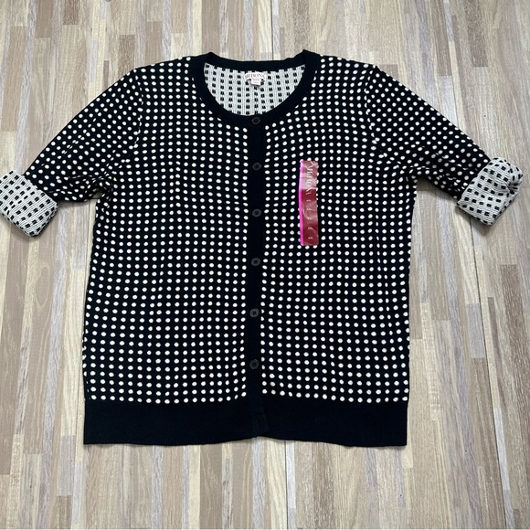 Merona Black and White Polka Dot Button Front Sweater NWT, Size XXL - Picture 1 of 9